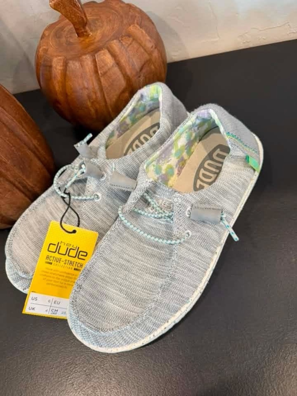 Hey Dude Kids Slip-On Sneakers in Light Gray with Mint Accents